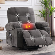 KWKSV Power Lift Recliner Chair for Elderly,8-Point Vibration Massage & Heat,Electric Lift Chair with Two Cup Holders,4 Side Pockets,Extended Footrest for Living Room