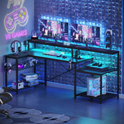 L-Shaped Gaming Desk with LED & Power Outlets, 71.5"