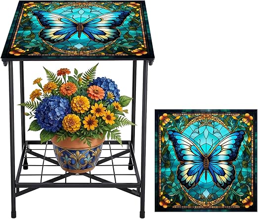 2-Tier Metal Outdoor Side Table