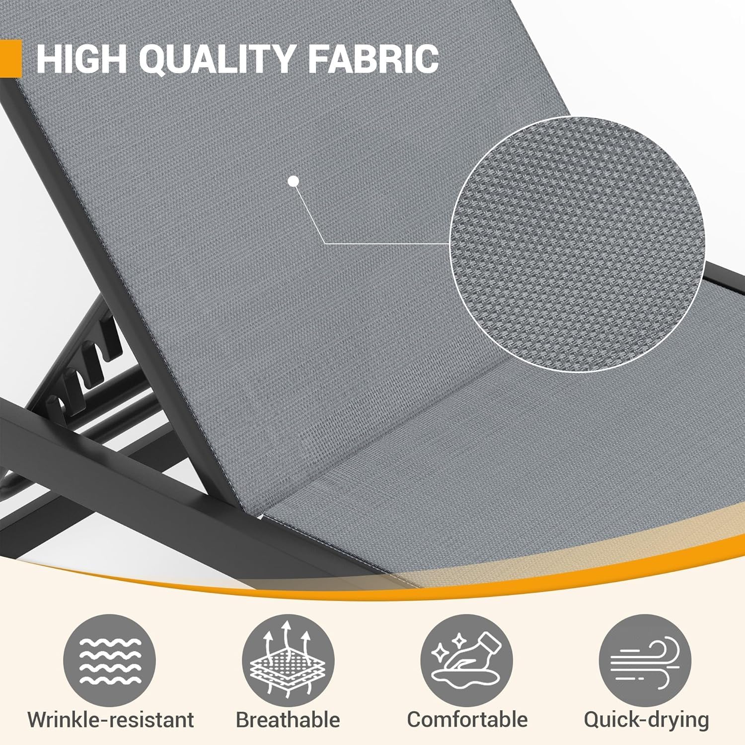 Outdoor Textilene Chaise Lounge Set with Side Table