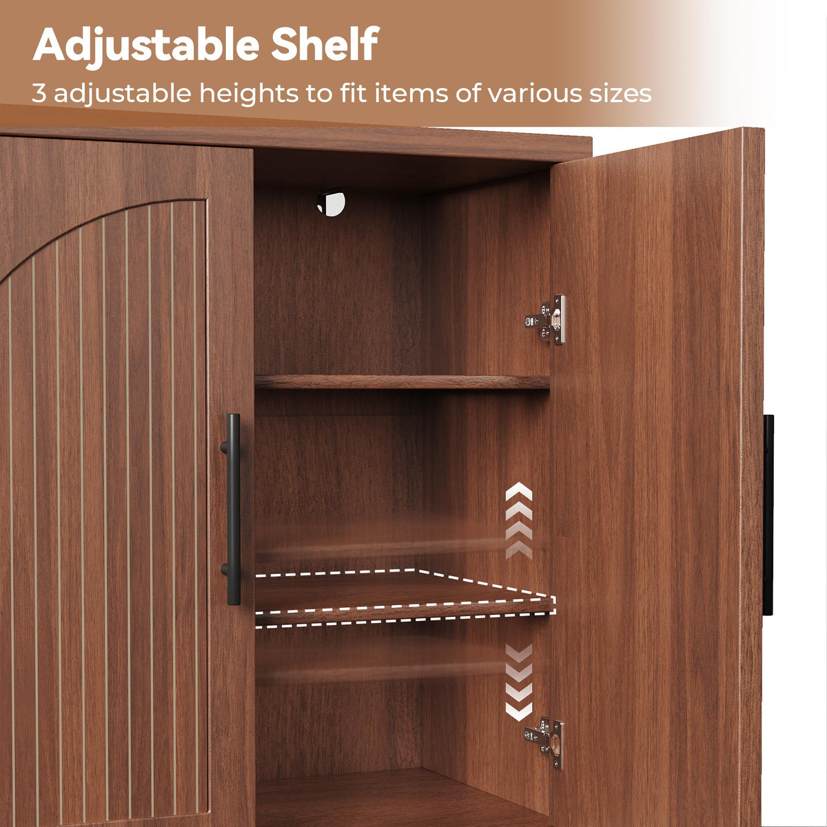 Fluted Walnut Buffet Cabinet