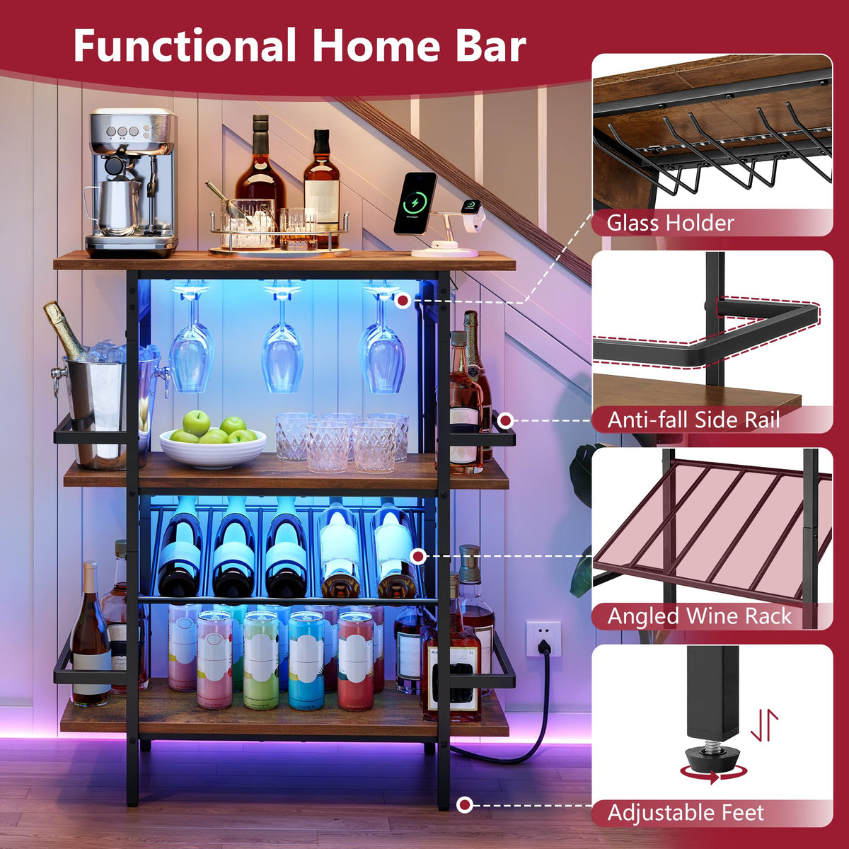 3-Tier LED Wine Rack
