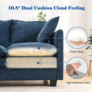 MUDANT Loveseat Sofa Cloud Sofa Couch 50'', Modern Loveseats 2 Seat Couch 27" Deep Seat with 2 Pillows for Small Spaces Apartment Studio Office Bedroom Living Room 8834-BLUE