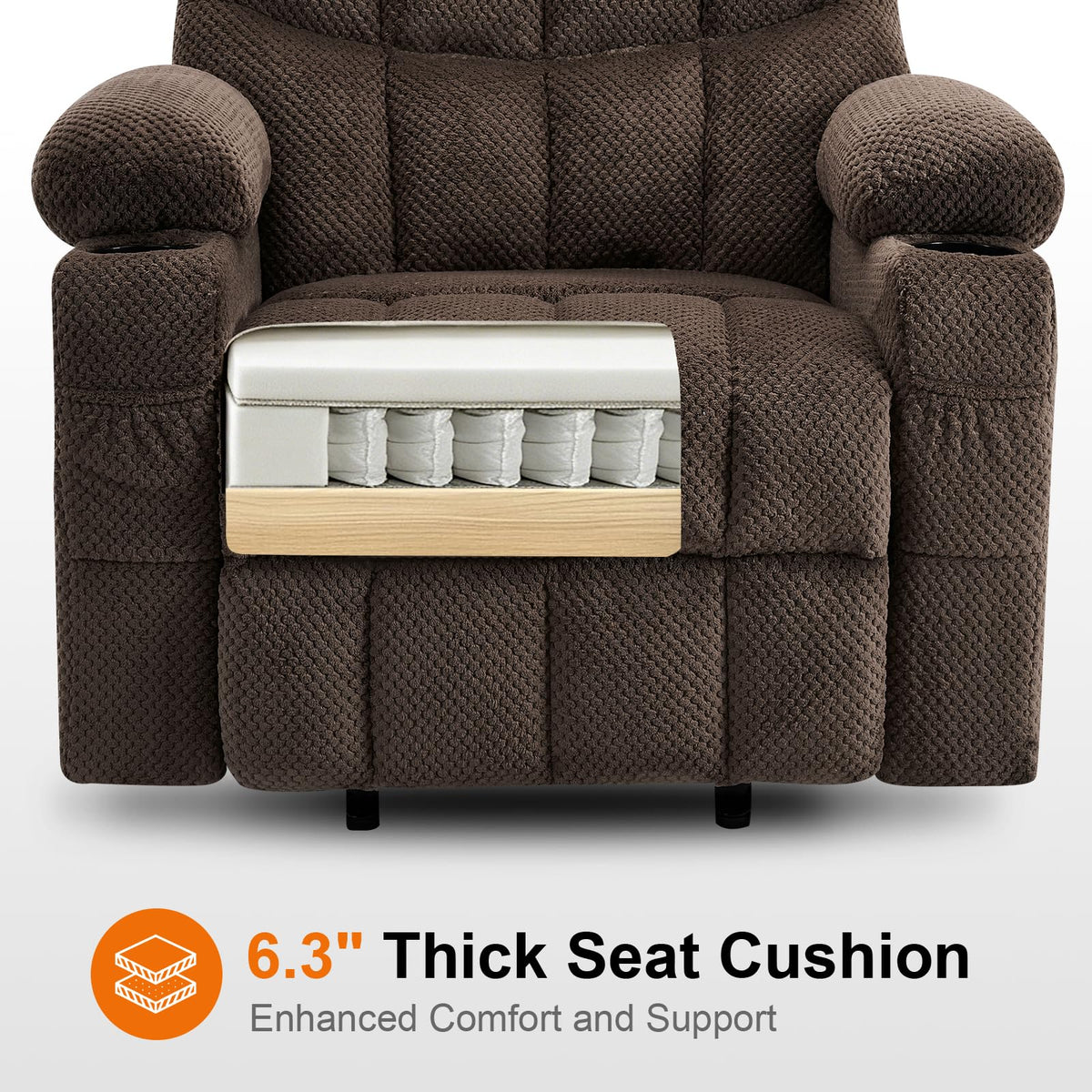 Dual Motor Power Lift Recliner Chair for Elderly, Extra Wide Infinite Position Lift Chair, Lay Flat Reclining Chair for Big & Tall Adults, Heavy Duty with Extended Footrest, Brown