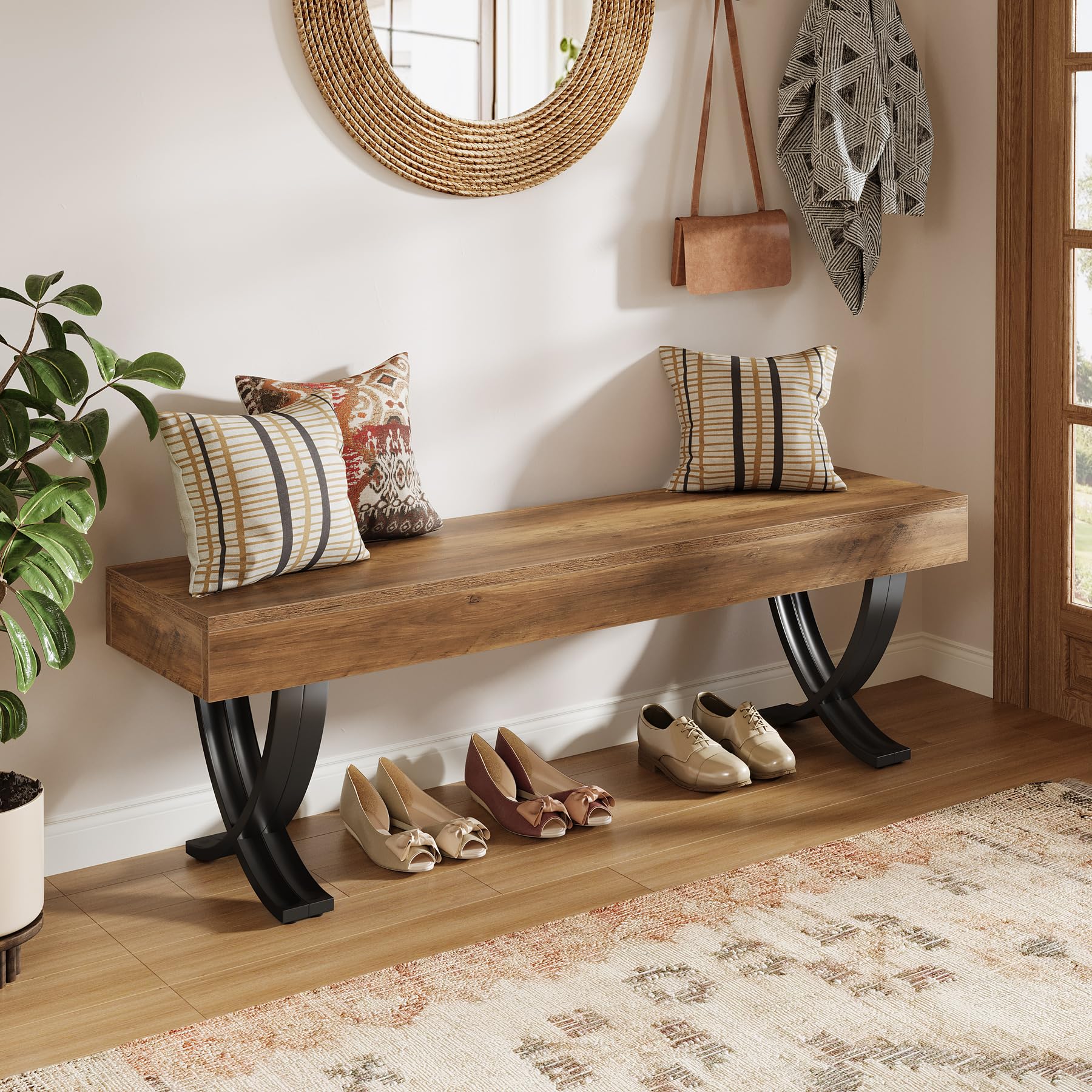 Industrial Entryway Shoe Bench