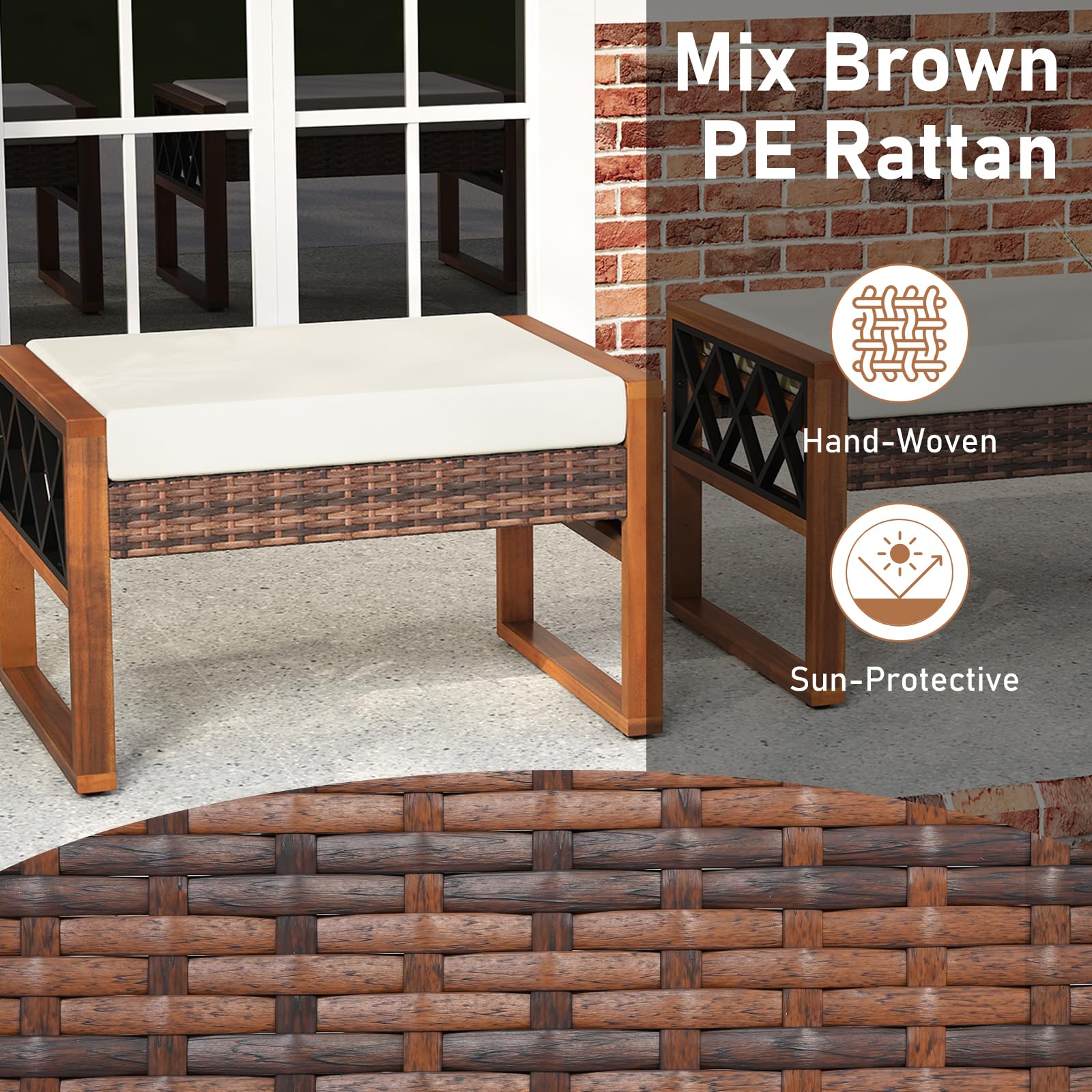 Wicker Outdoor Ottomans Set of 2