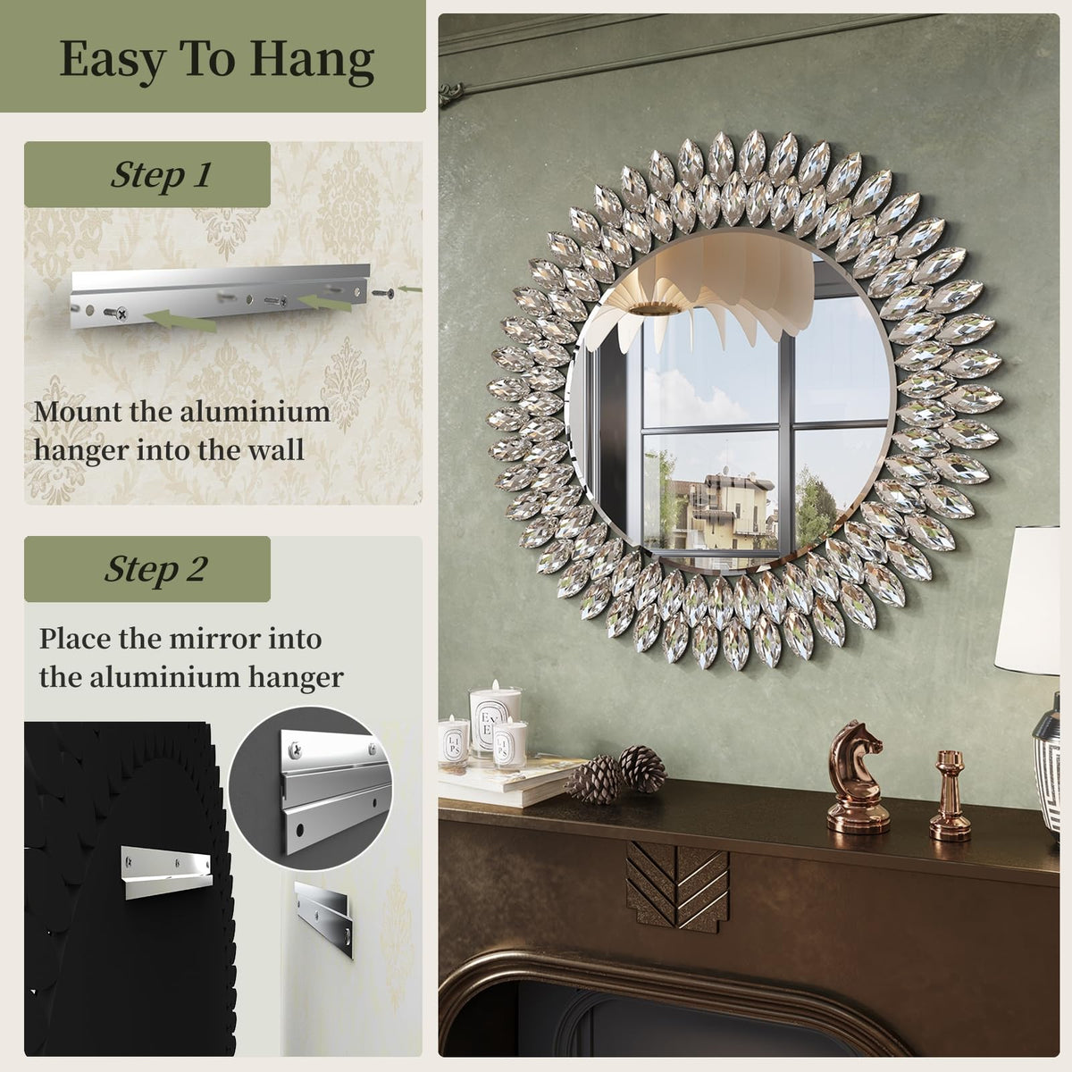 Round Jeweled Wall Mirror