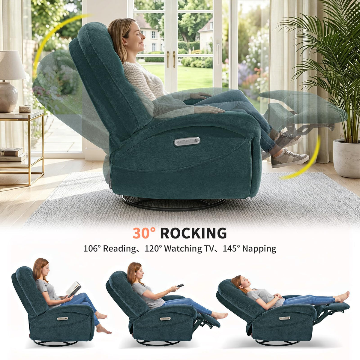Green Power Swivel Rocker Recliner