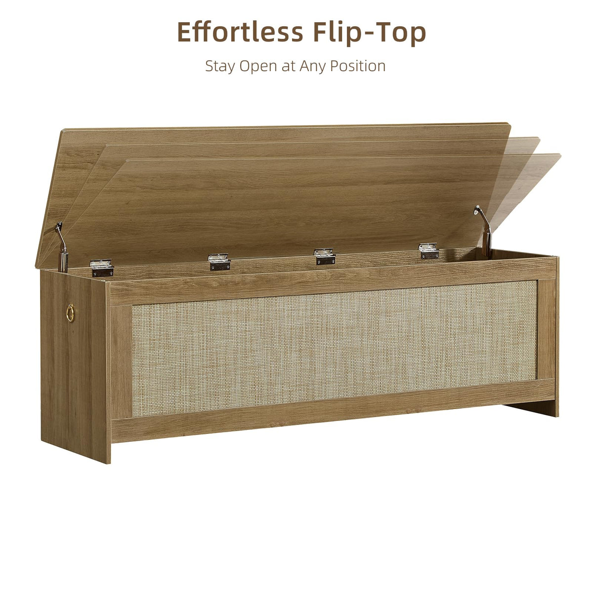 ZenFang 55.1" Storage Chest Extra Large,Rattan Storage Bench(Cherry Brown)