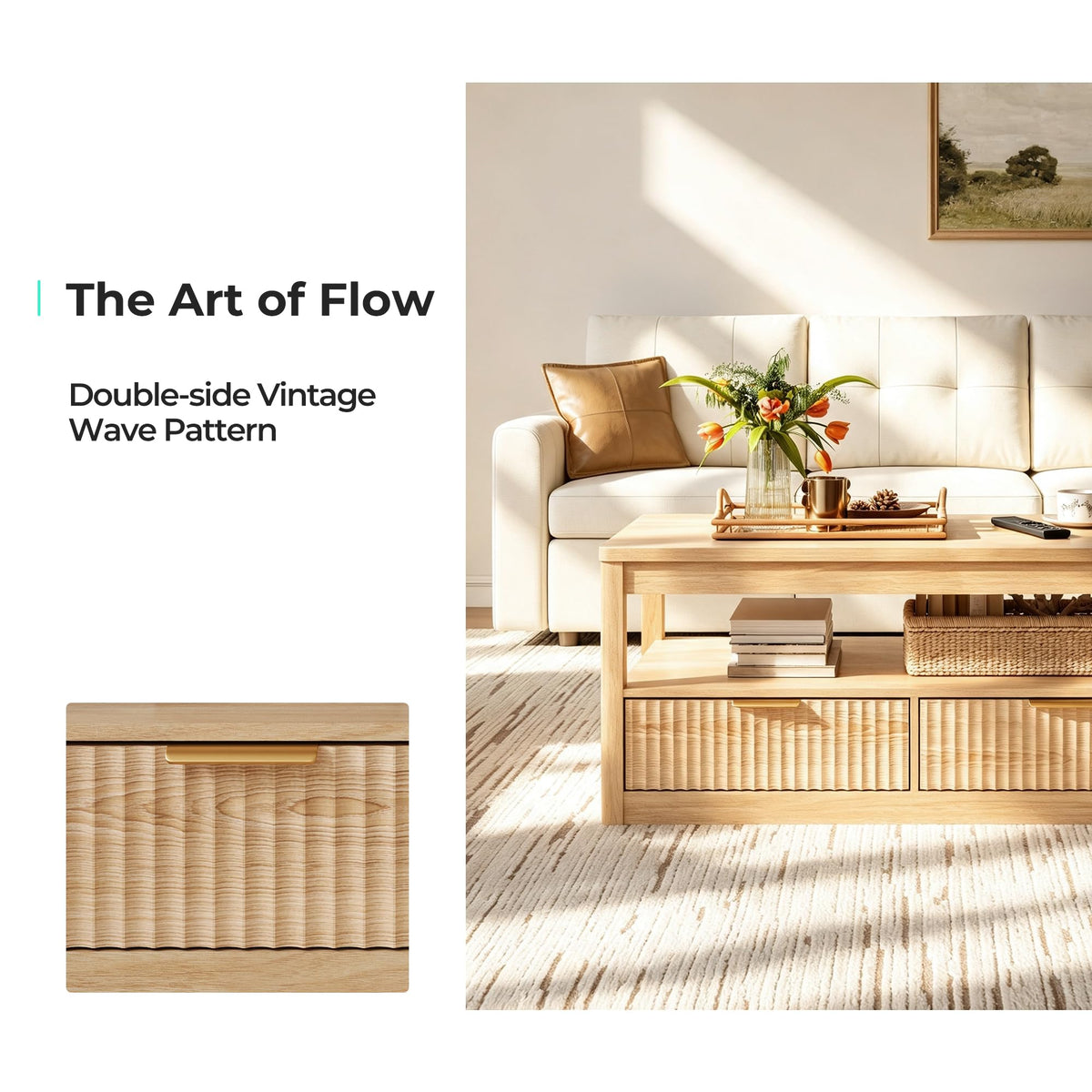 Oak Fluted Storage Coffee Table