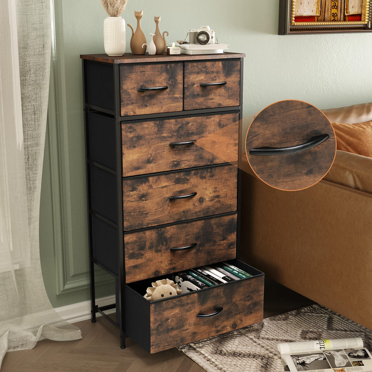 VredHom Tall Dresser for Bedroom, Fabric Storage Tower with 6 Drawers