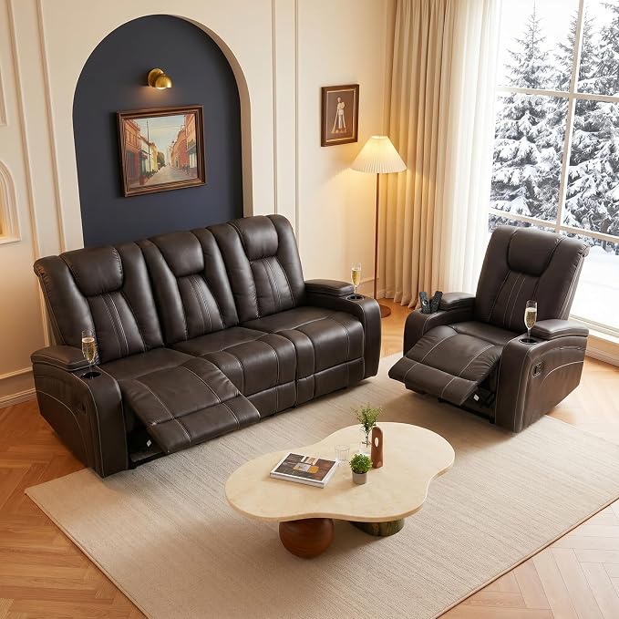 3-Seater Microfiber Reclining Sofa