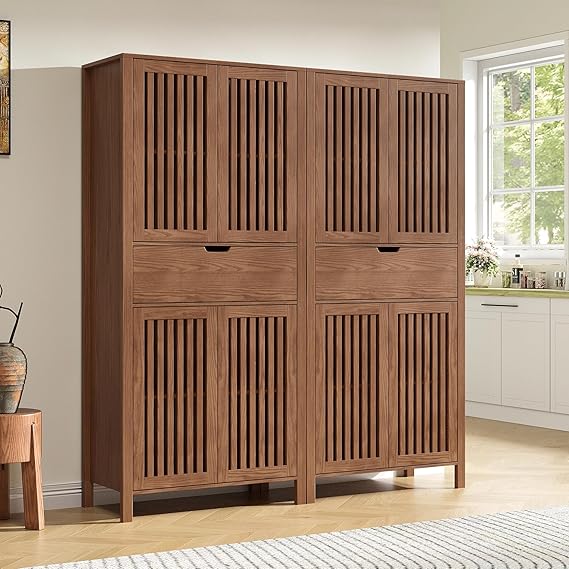 69" Tall Farmhouse Storage Cabinet with Drawer & Grille Doors
