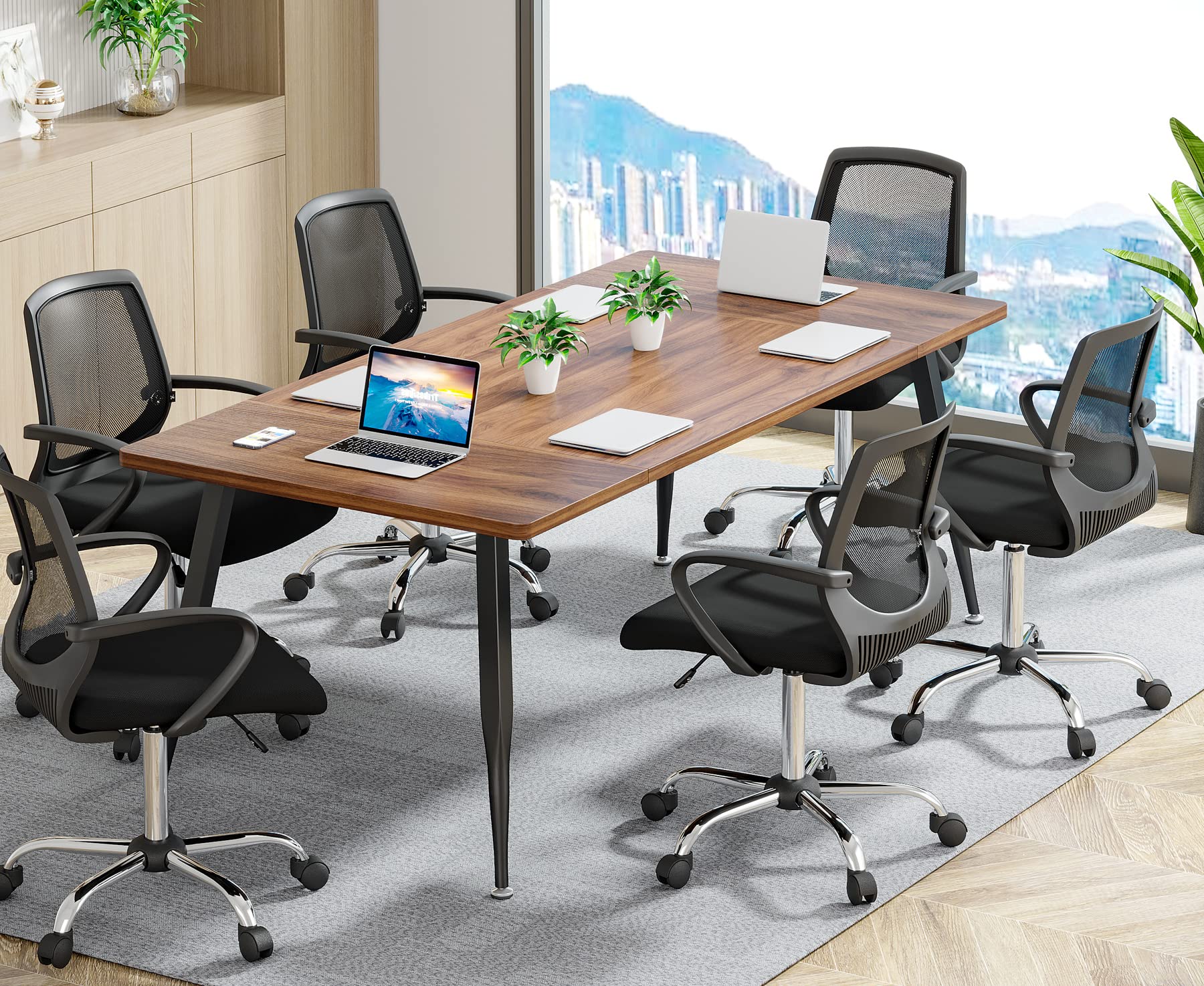 70.86" Rectangular Conference Table with Metal Legs