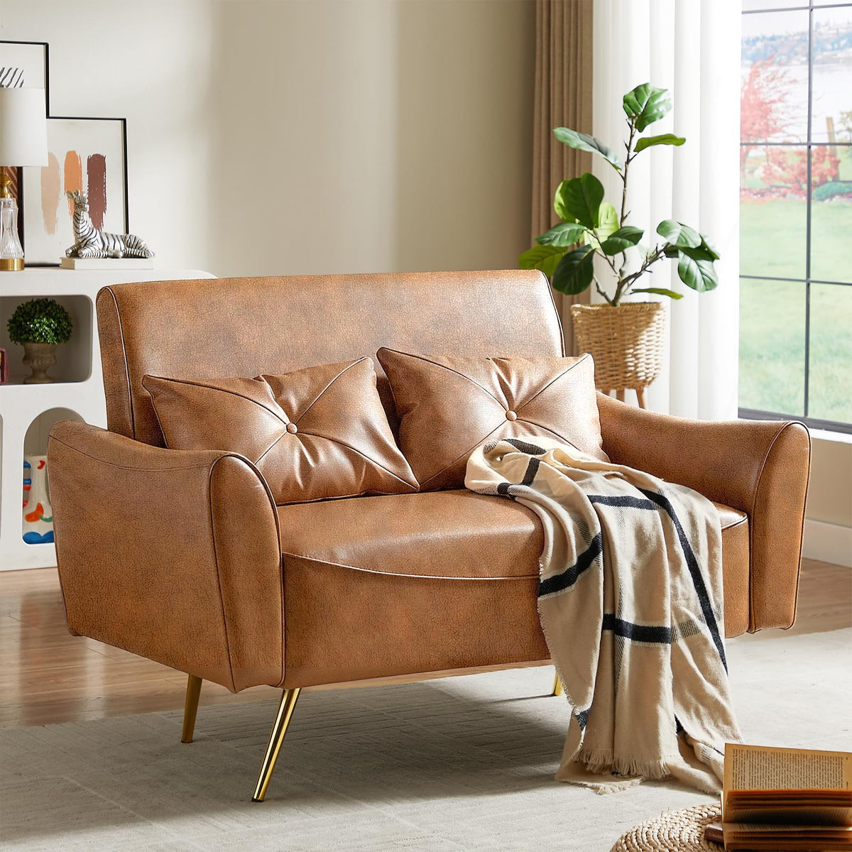 Faux Leather Loveseat