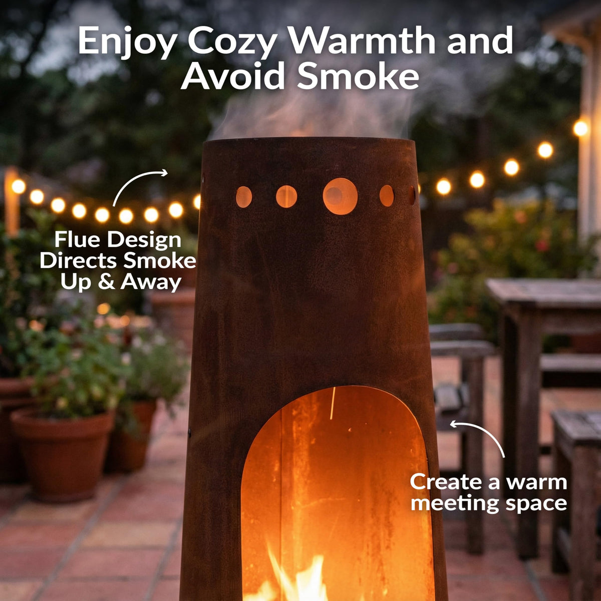 Sunnydaze Santa Fe Large Wood Burning Chiminea Outdoor Fireplace, 50"