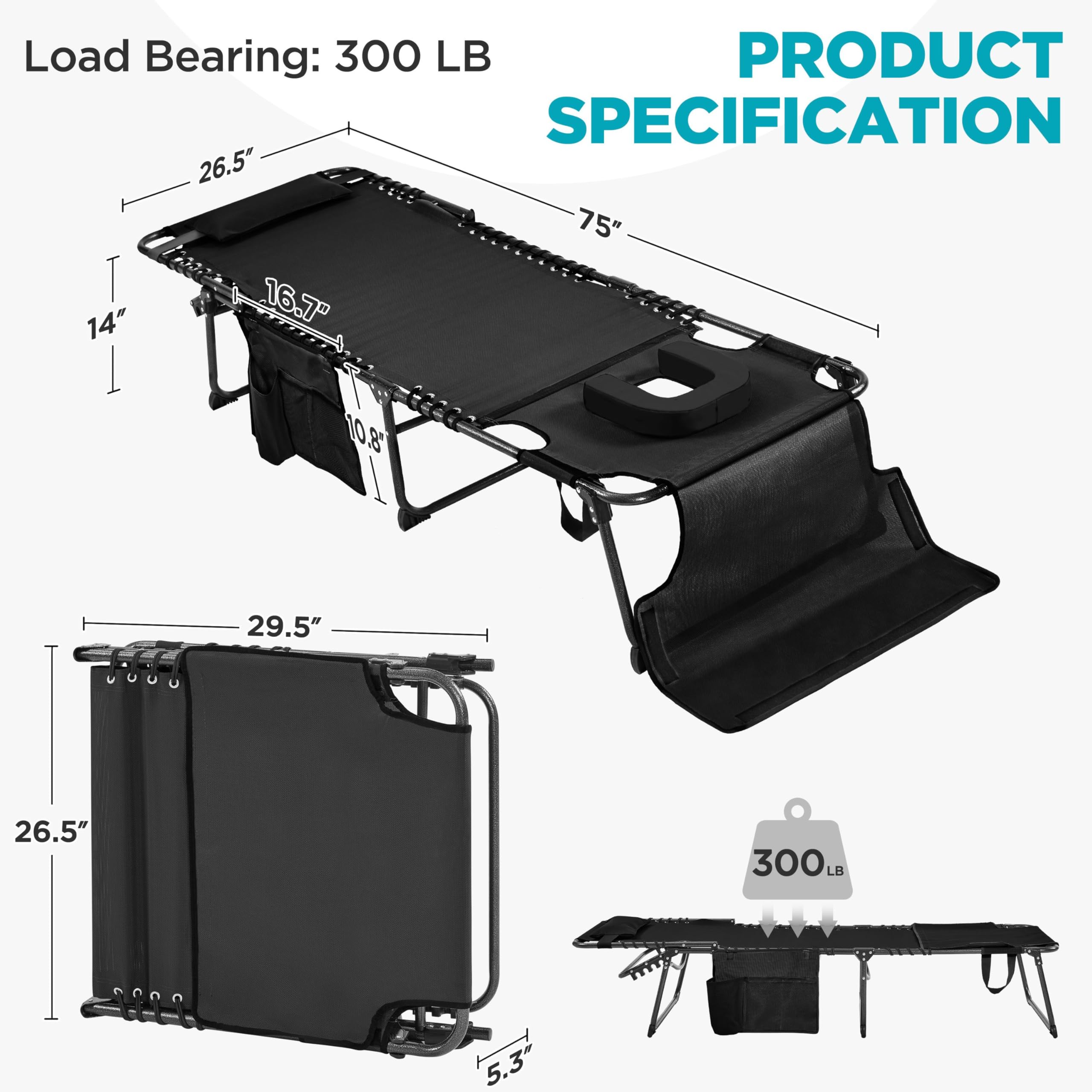 5-Position Folding Tanning Lounge Chair