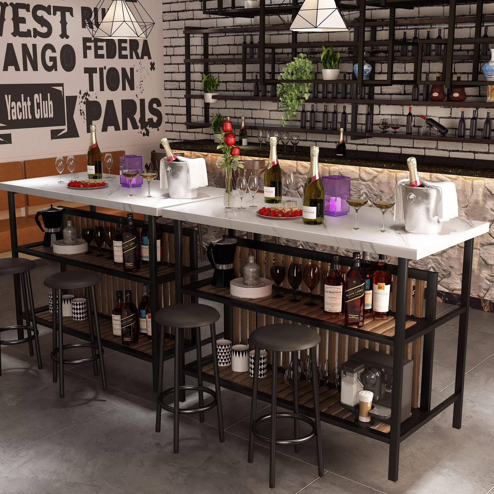 3-Piece Bar Table Set with 2 Stools