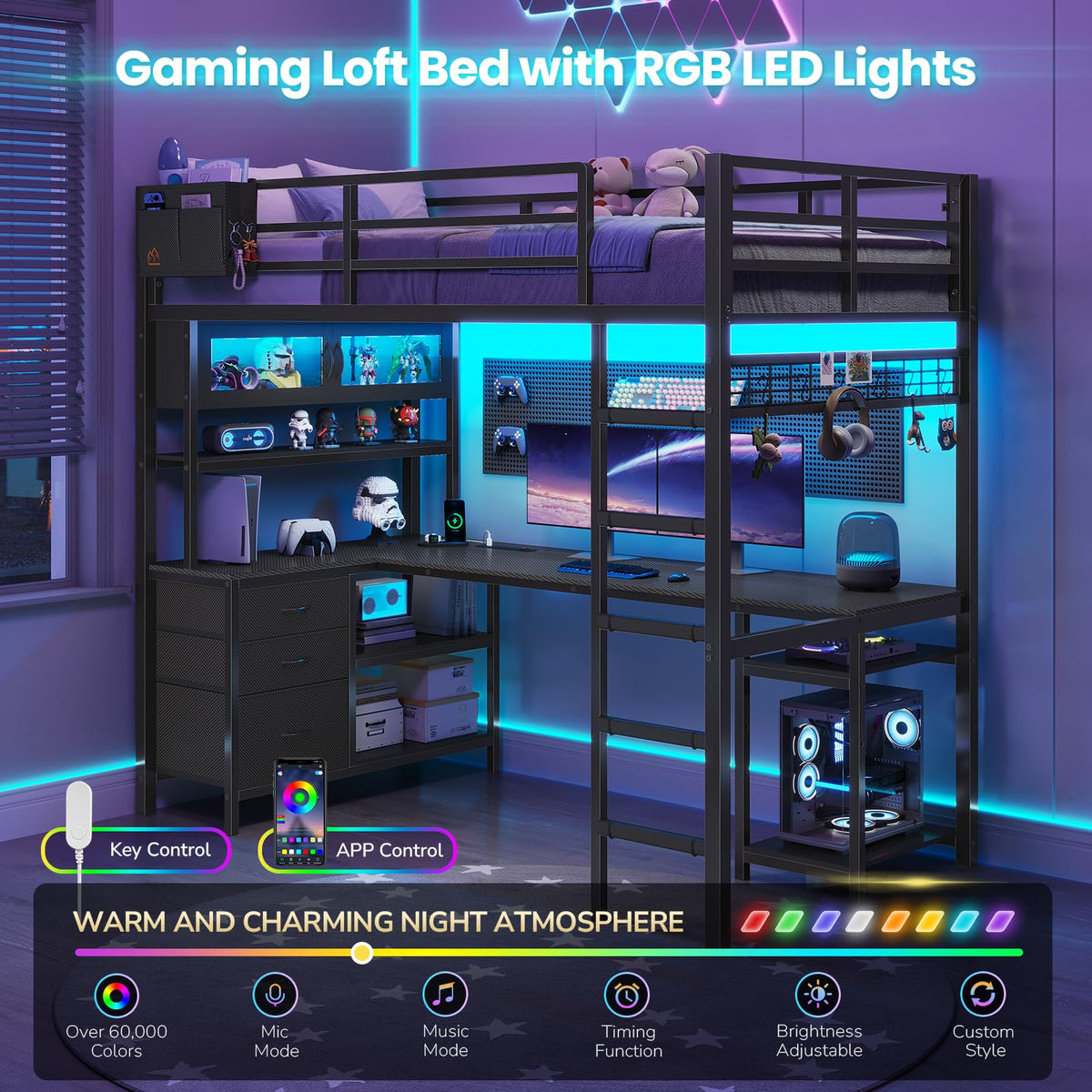 Twin Loft Bed with Gaming Desk