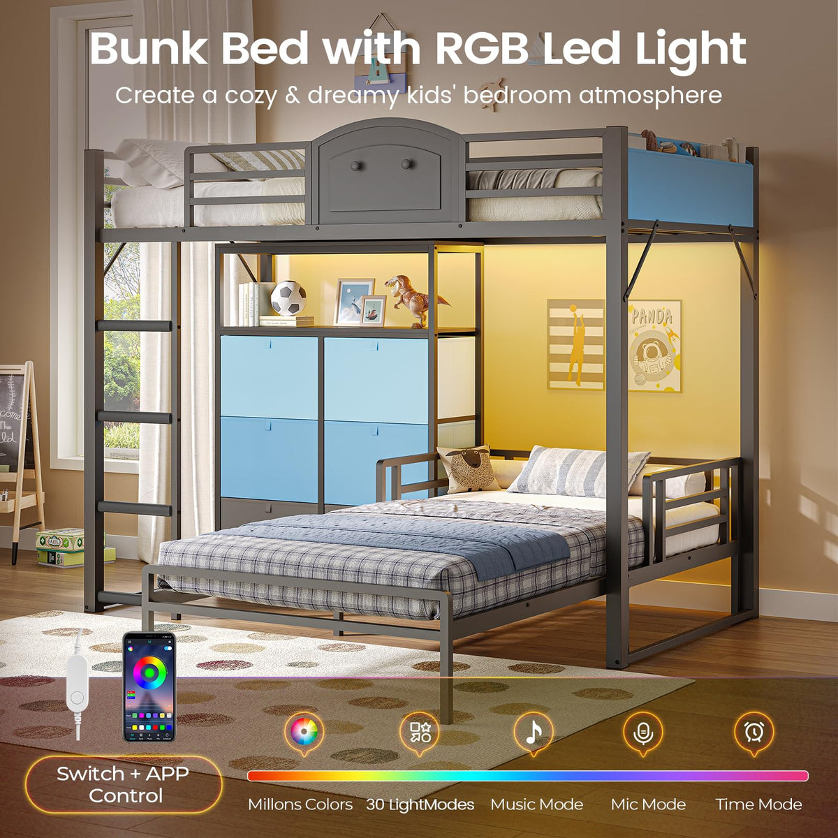 Convertible Twin Bunk Bed with Storage