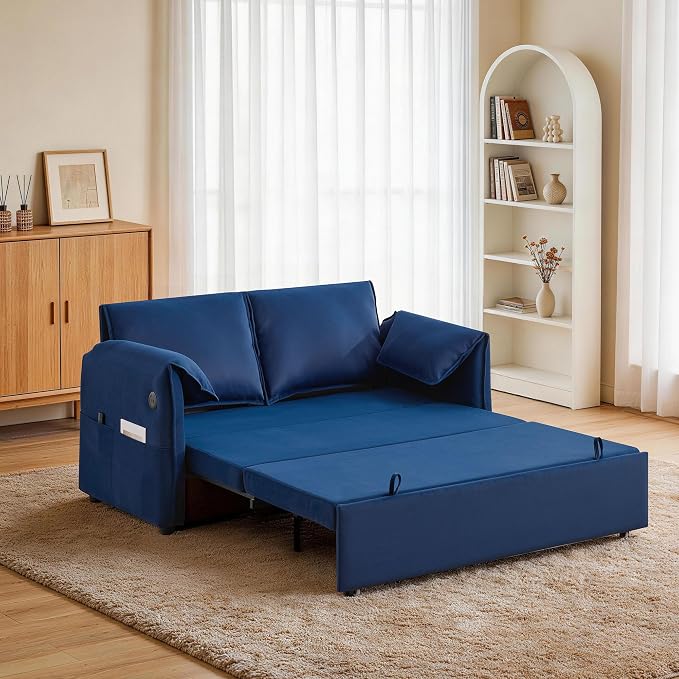 Velvet Convertible Sleeper Loveseat