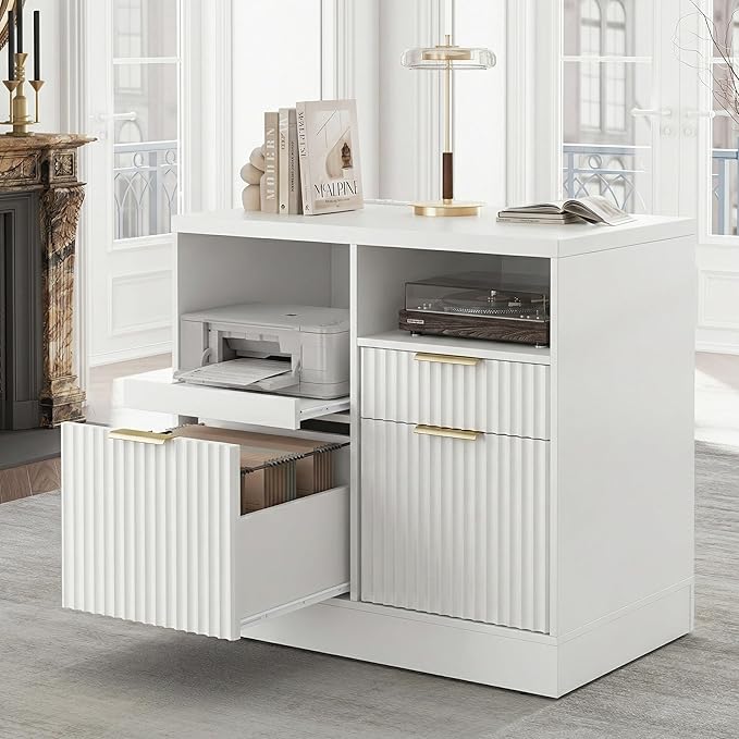 3-Drawer File Cabinet with Charging Station