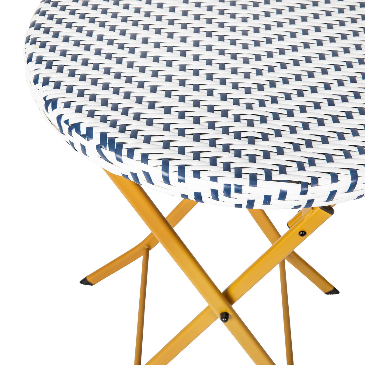Flash Furniture PE Rattan Indoor/Outdoor Folding Bistro Set, Navy/White