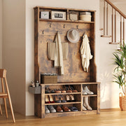 Entryway Hall Tree with Bench & Storage