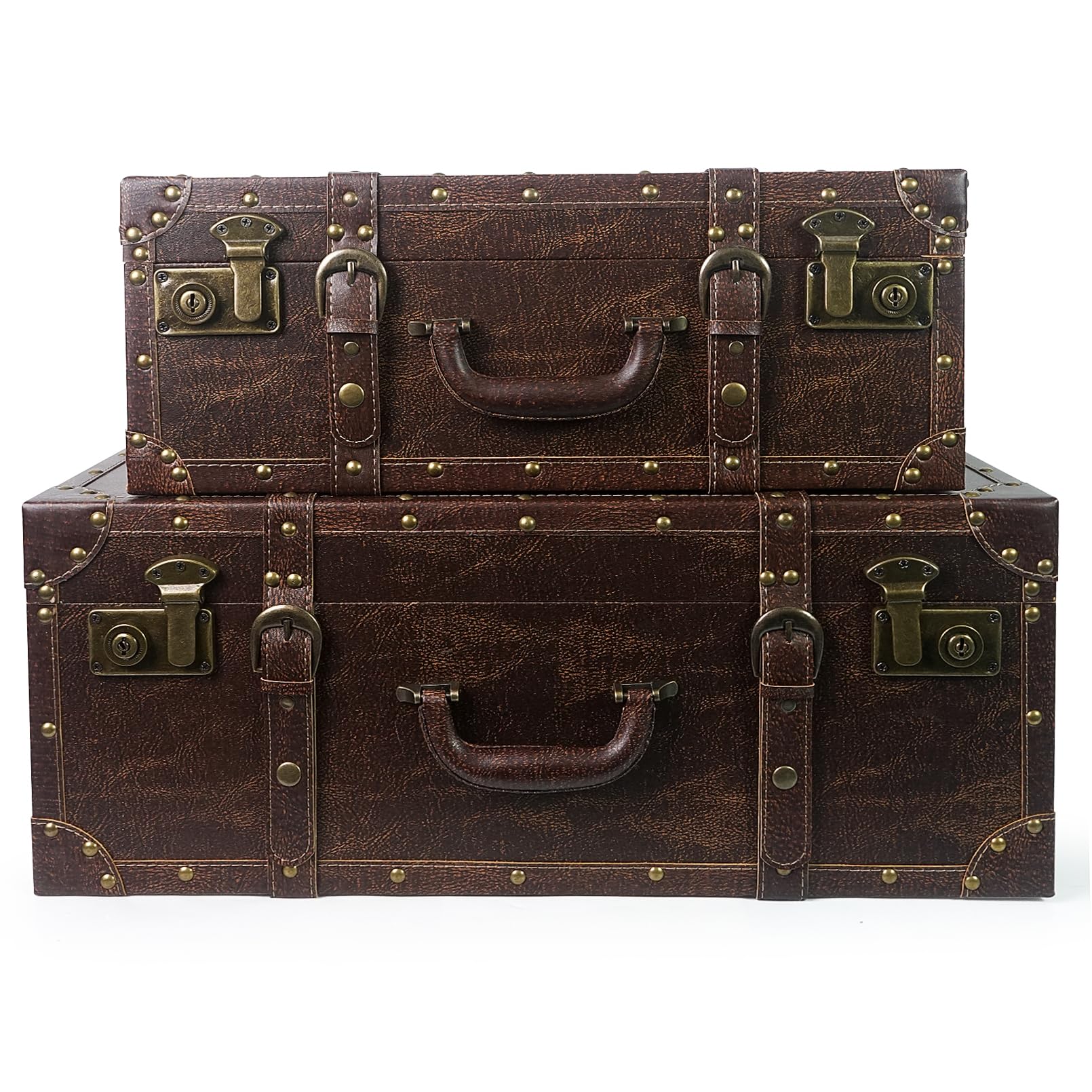 Vintage Wooden Suitcase Storage Set of 2