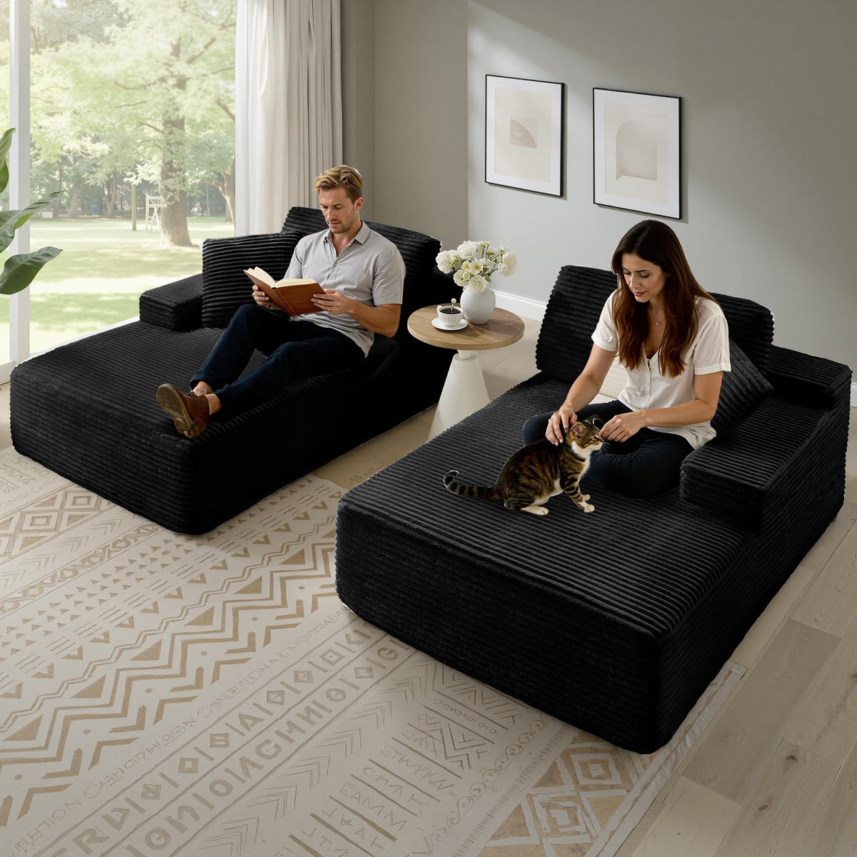 Corduroy Double Chaise Lounge