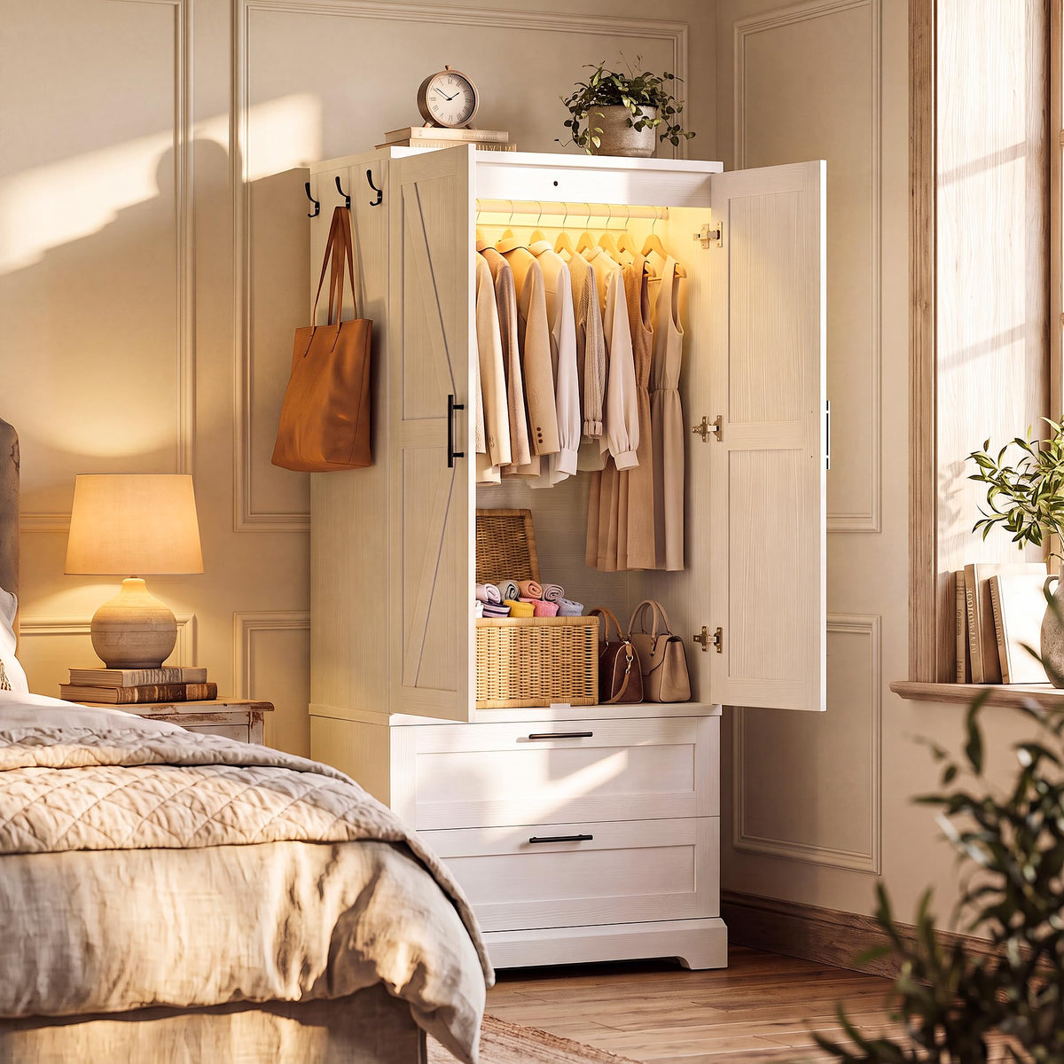 White Wardrobe with Sensor Light