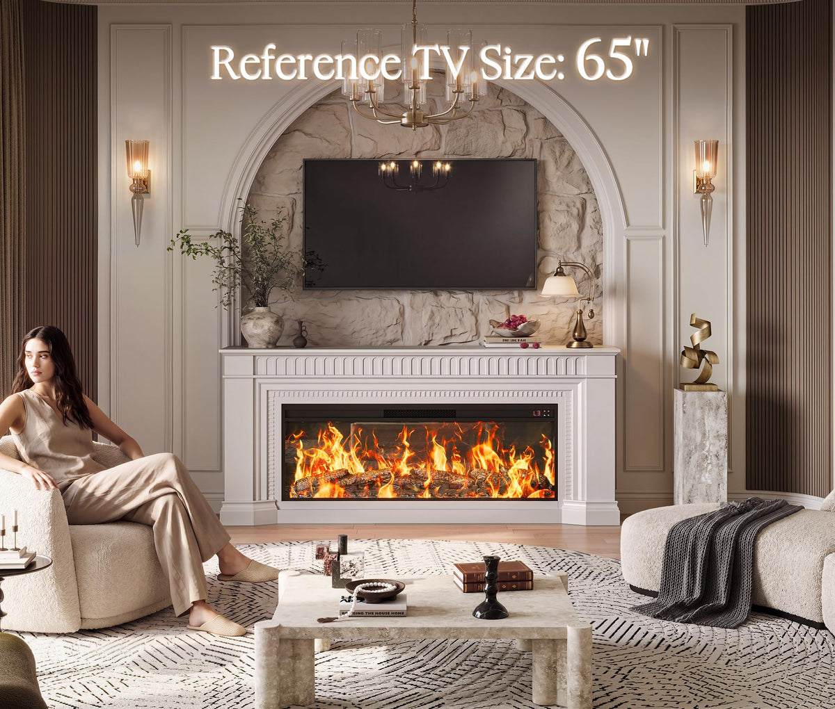 White Mantel Fireplace TV Stand