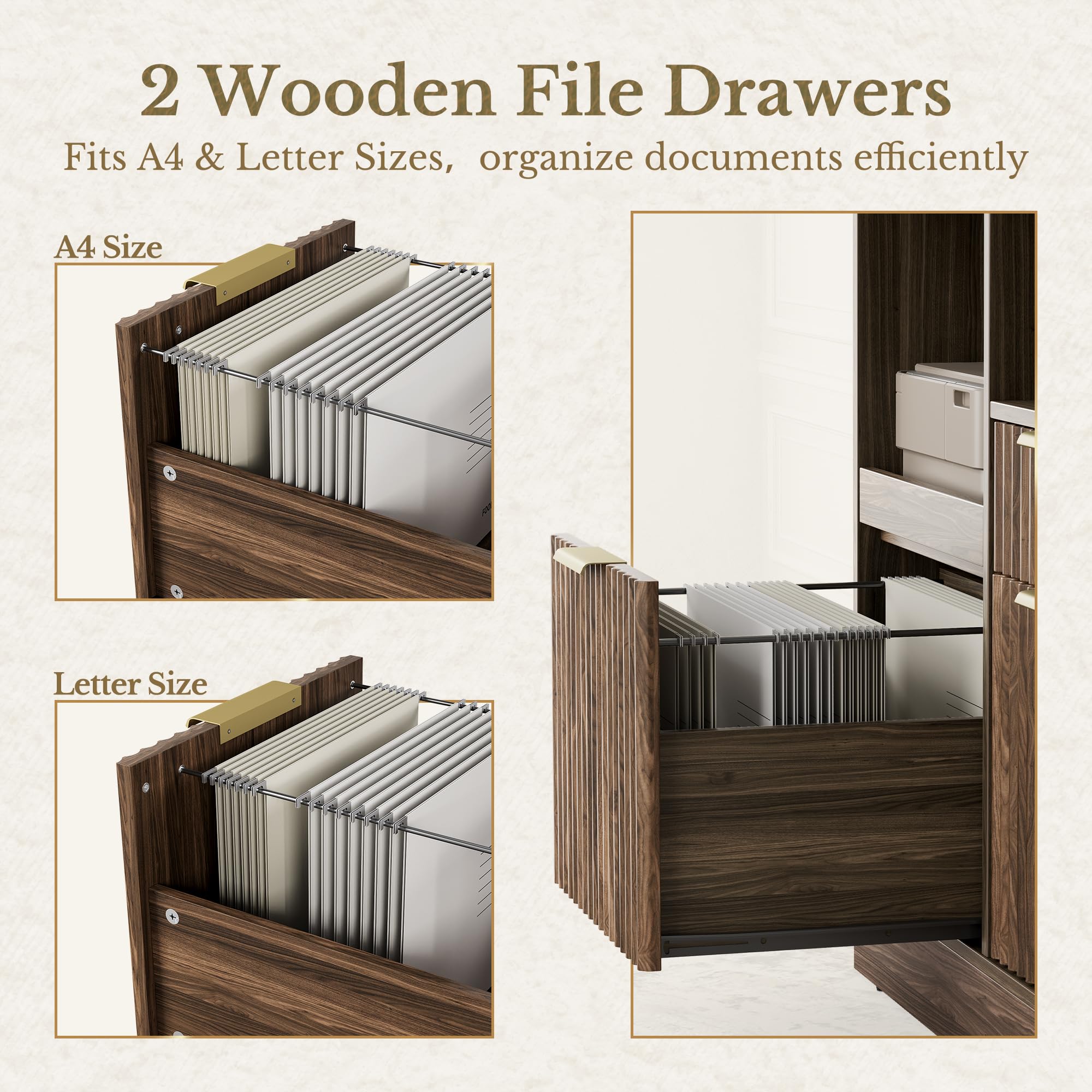 3-Drawer File Cabinet with Charging Station