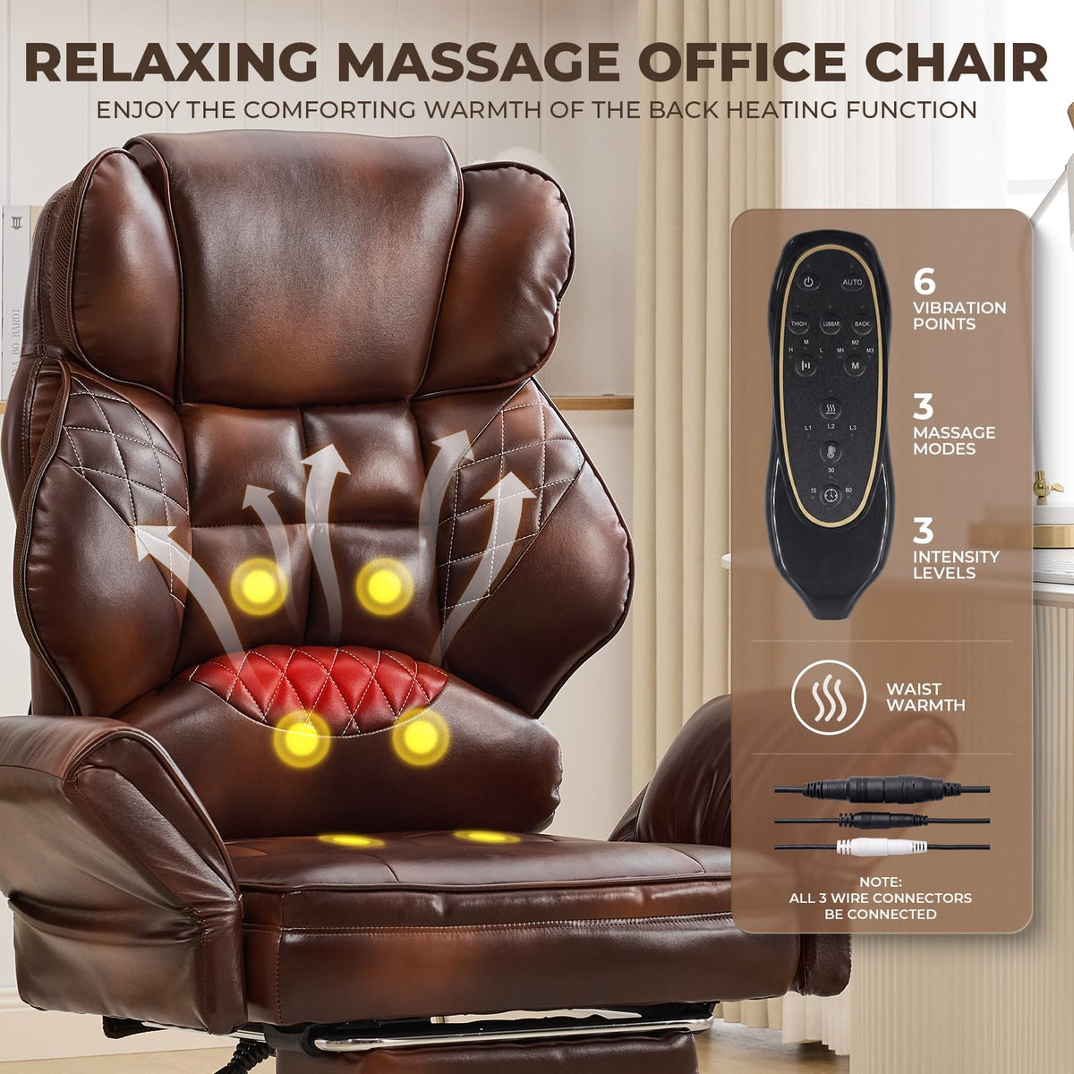 Big and Tall Office Chair with Footrest & Flip Arms for Pets, Brown