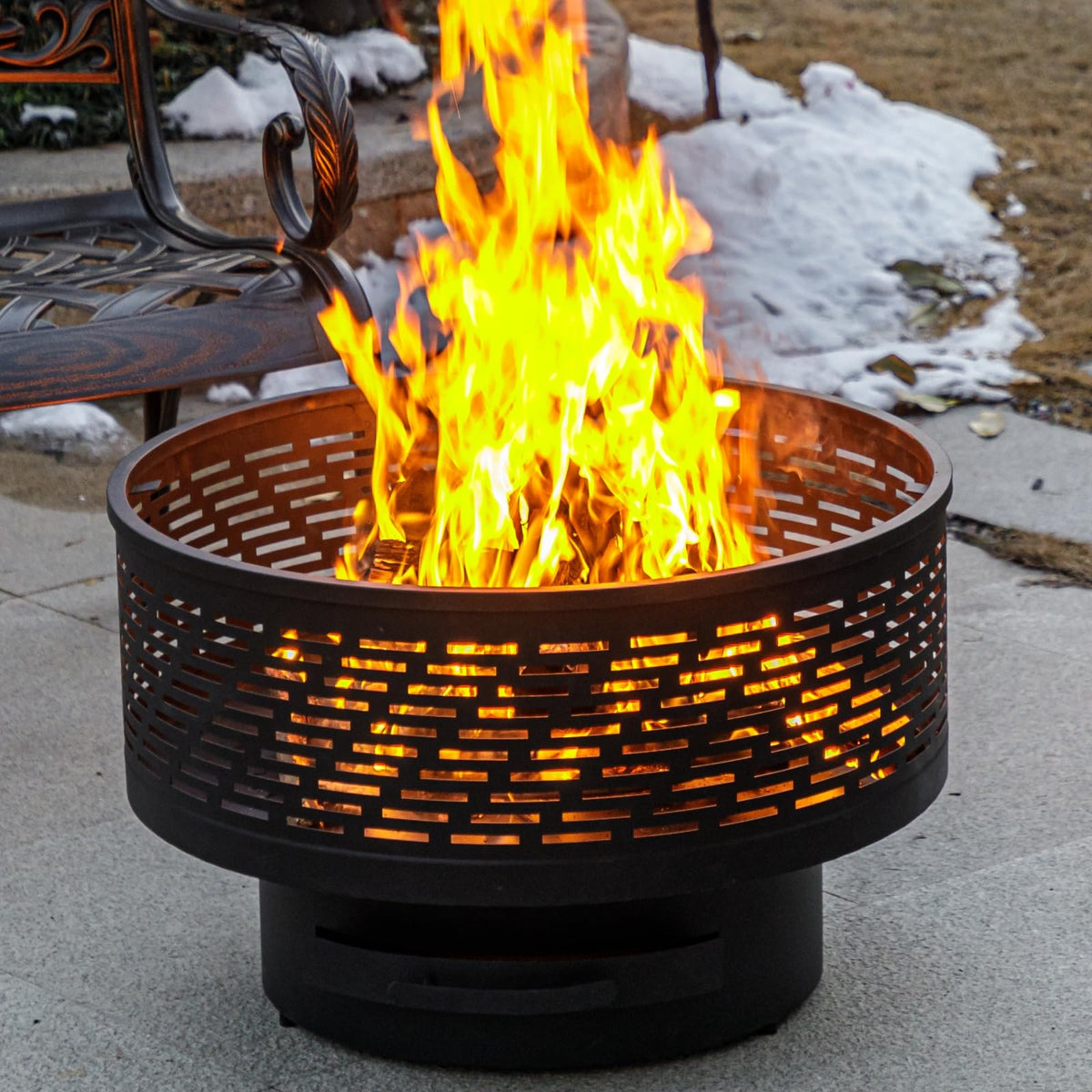 Wood Burning Fire Pit with Grill & Lid