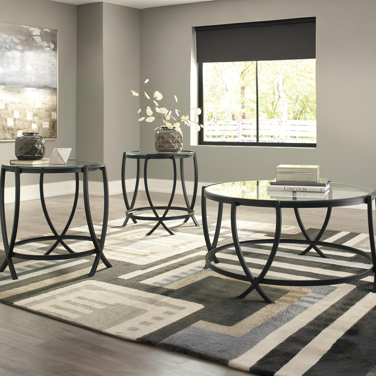3-Piece Round Glass Coffee Table Set