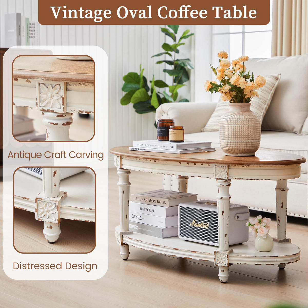 Oval Farmhouse Coffee Table