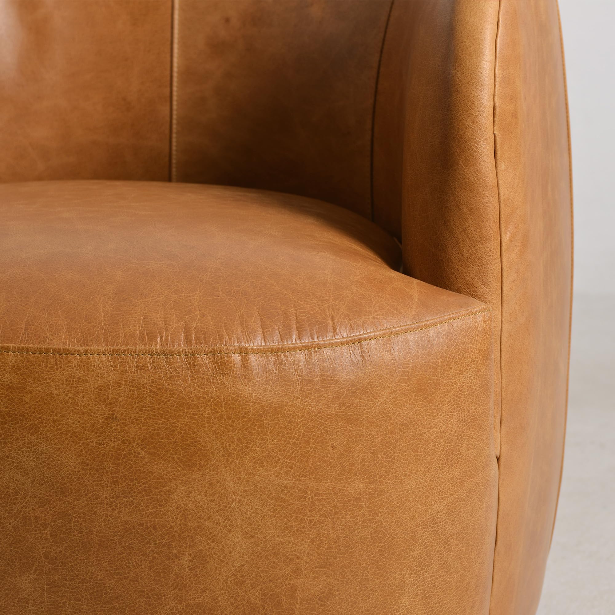 Leather Swivel Barrel Accent Chair, Set of 2