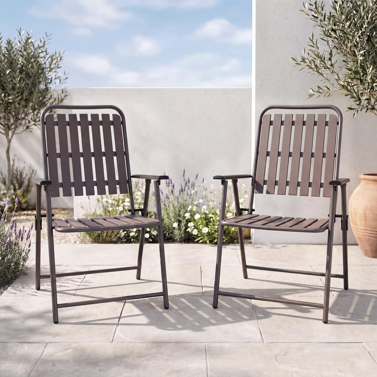 Folding Patio Chairs, Set of 2