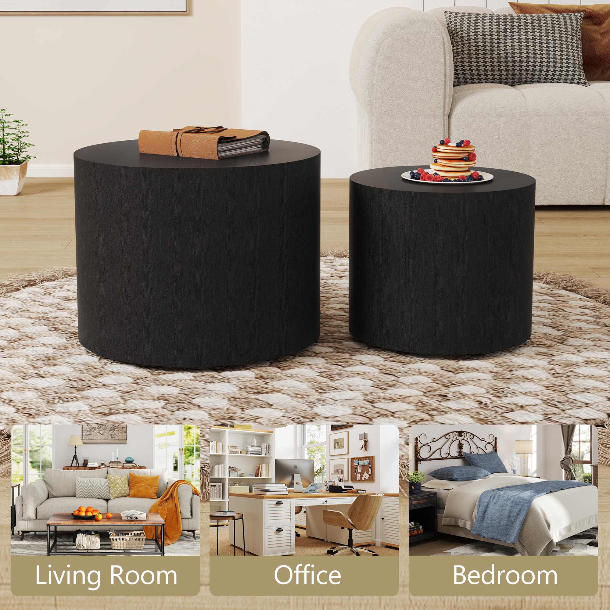 Round Nesting Coffee Table Set of 2