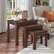 Farmhouse Nesting Coffee Tables Set of 3 – Solid Wood, Rounded Corners