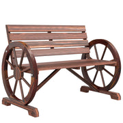 41-Inch Rustic Wagon Wheel Wood Outdoor Bench