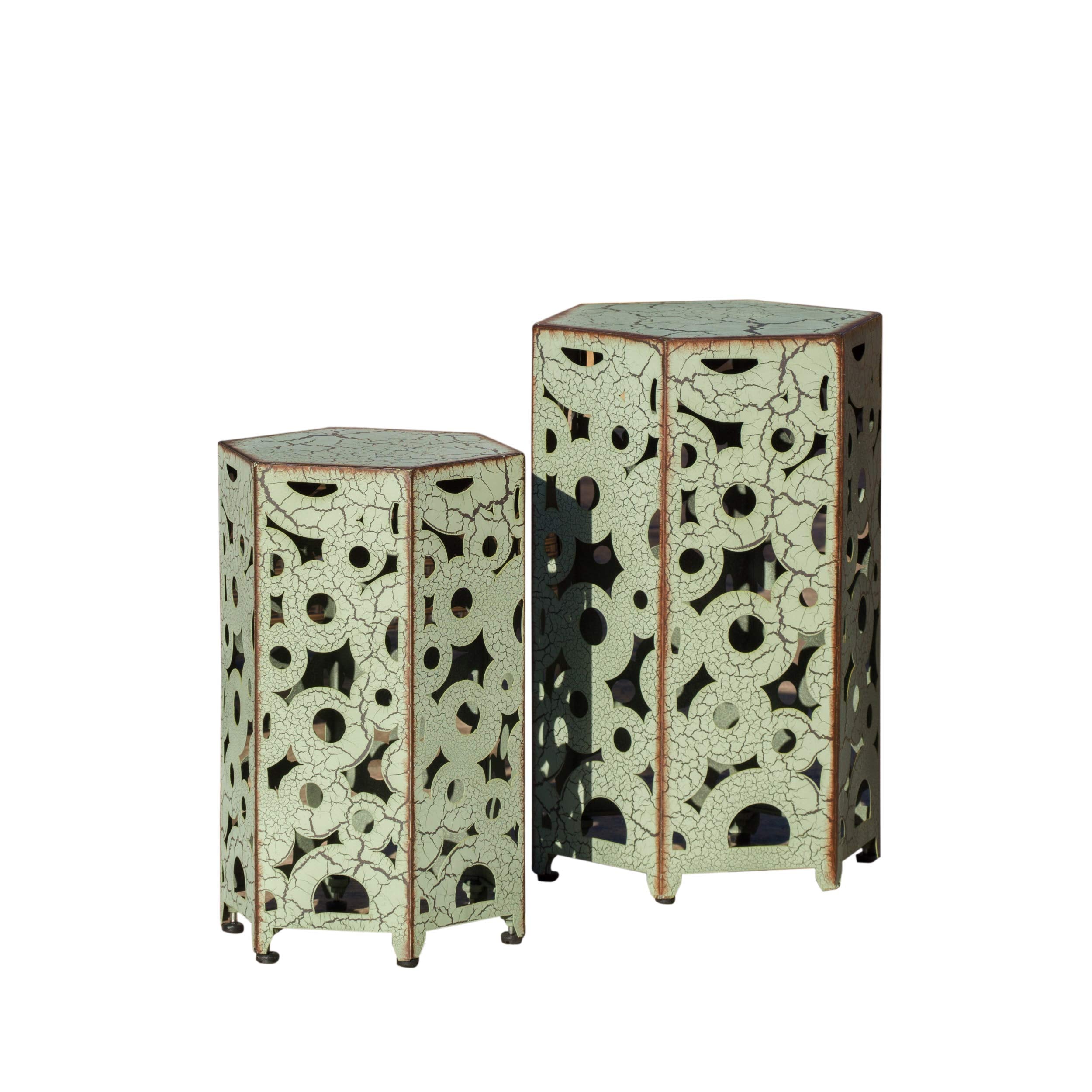 Iron Accent Tables Set of 2 – Antique Green