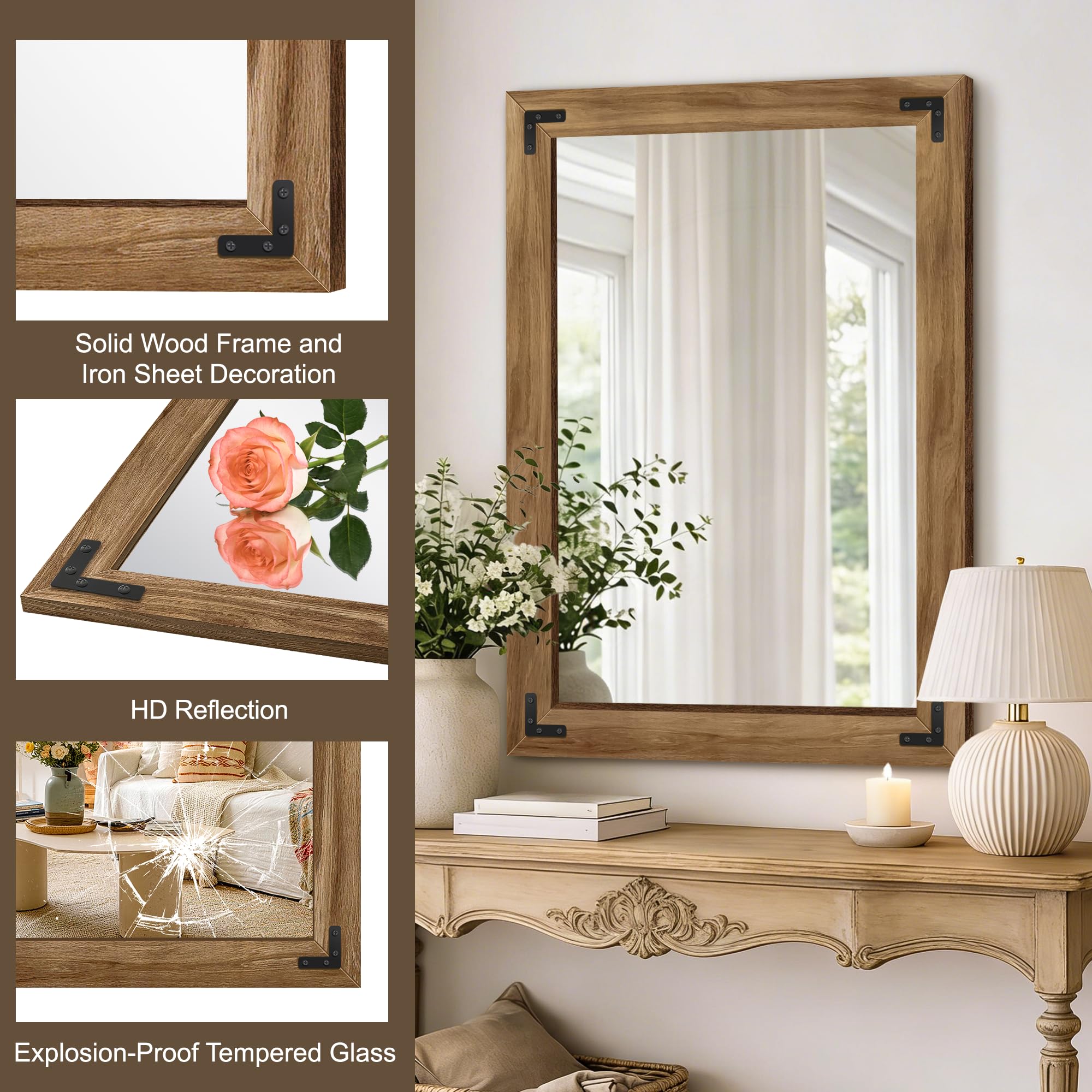 Farmhouse Wood Frame Wall Mirror
