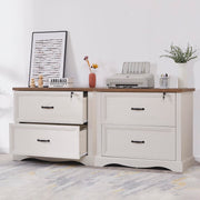 LayBurst 34.6" Farmhouse File Cabinet,Wood File Cabinet with Hanging File Folders,Top Drawer Lockable,Lateral Filing Cabinet for Home Office Compatible with Letter/Legal/A4 Size (2)