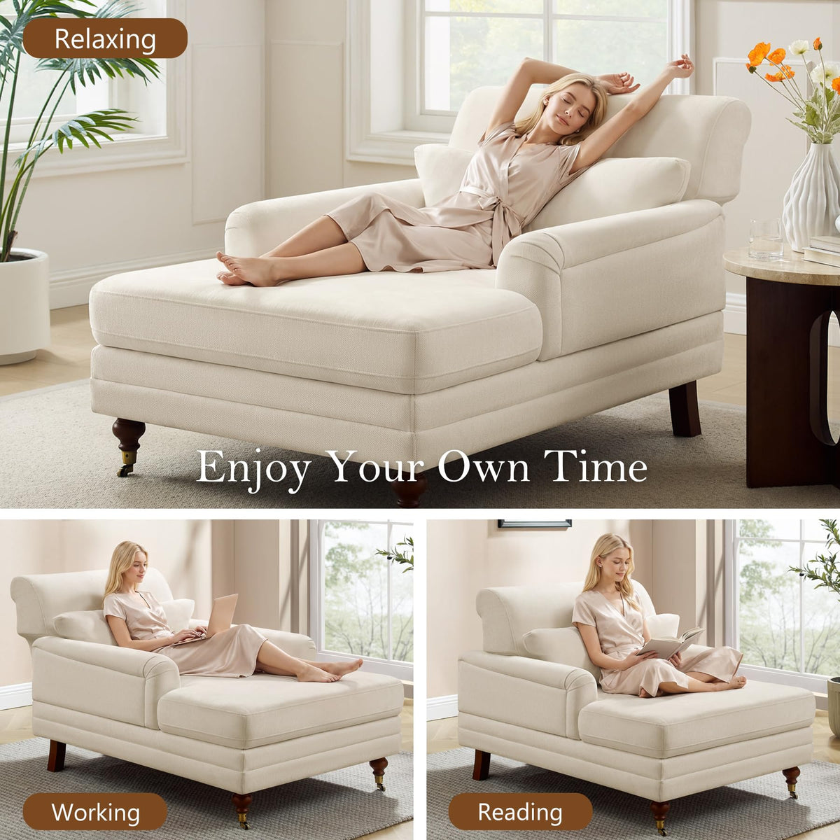 Adjustable Chenille Chaise Lounge