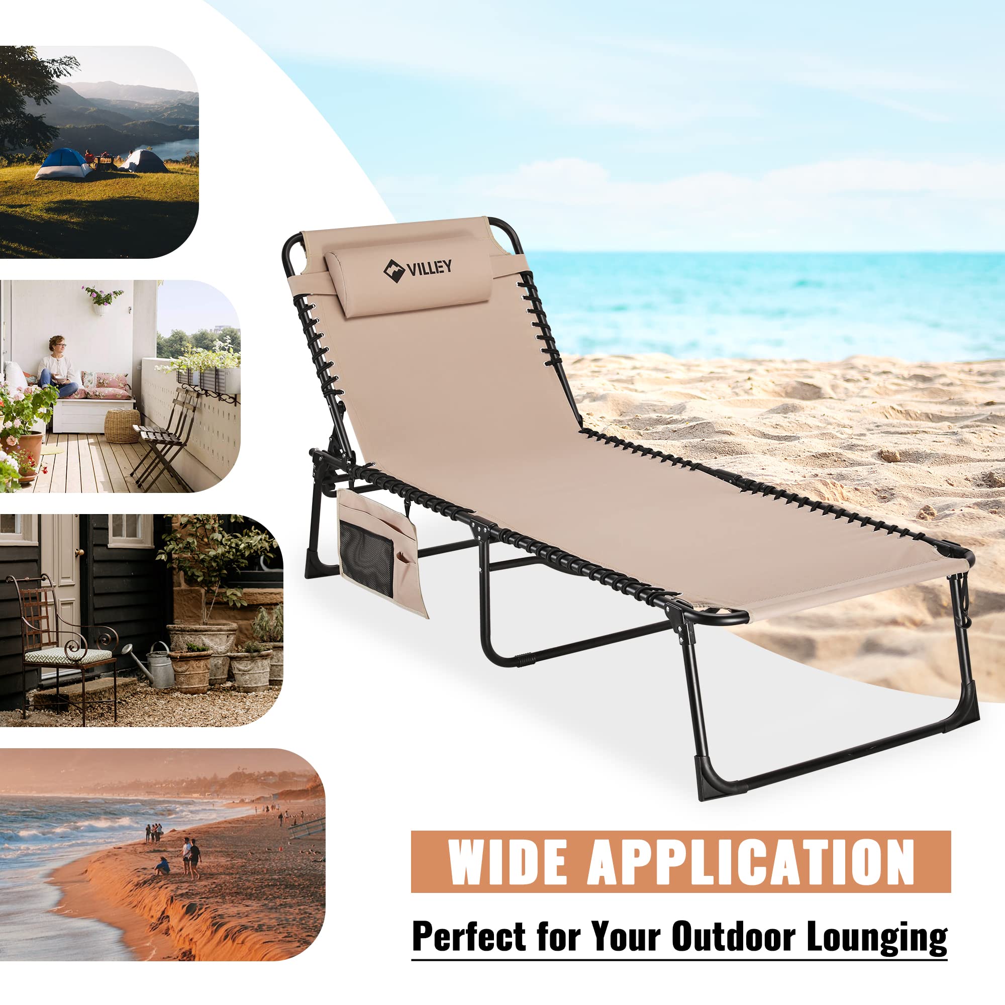 Folding Outdoor Chaise Lounge Chair