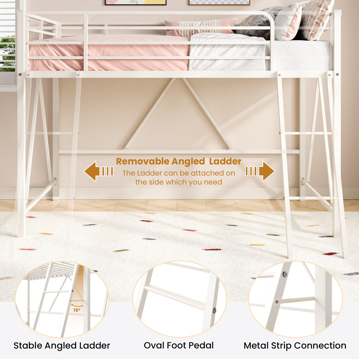 Twin Metal Low Loft Bed
