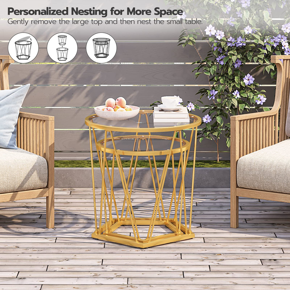 Gold Glass Nesting Coffee Tables