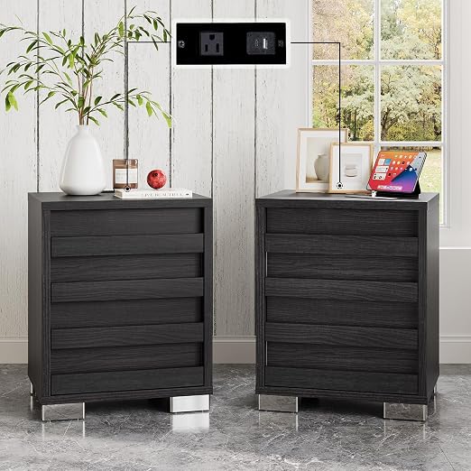 End Table Set of 2 with Charging Station